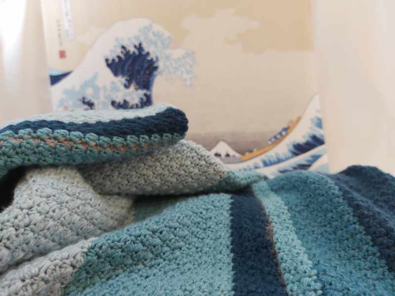 Great Wave Blanket One of a Kind Items White Bauhinia Handcrafts